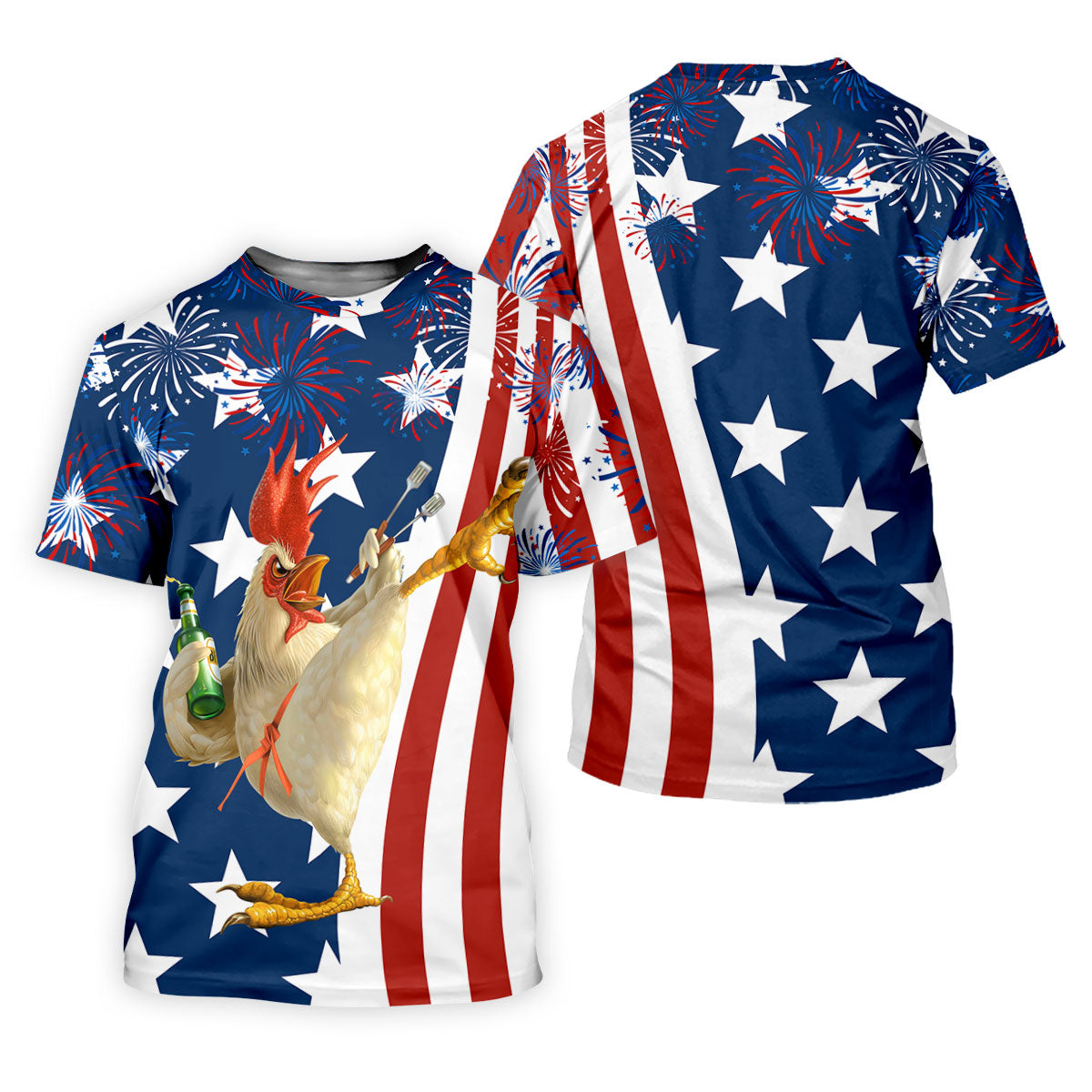Funny Rooster Red White Blue 4th Of July Golf Shirt, 250 Years Golf Shirts For Men