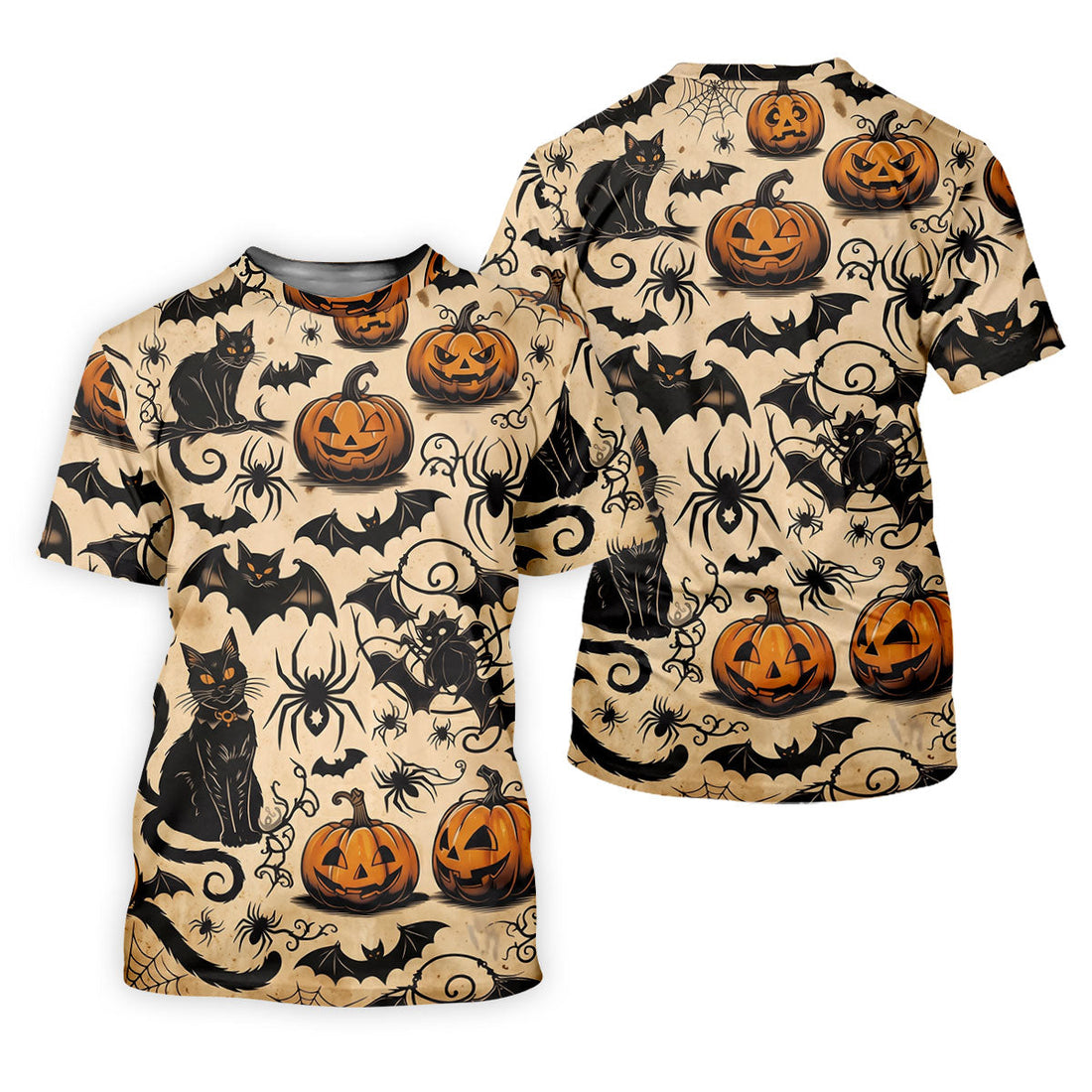 Vintage Halloween Cat Pumpkin Pattern Golf Polo Shirt, Womens Golf Polo, Ladies Golf Shirts