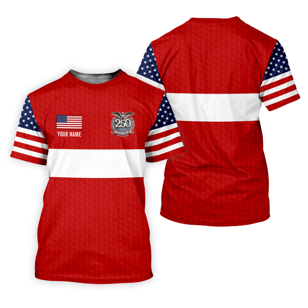 250 Years Red White Blue Stars And Stripes Golf Shirt, Patriotic 4th Of July Golf Shirt For Women