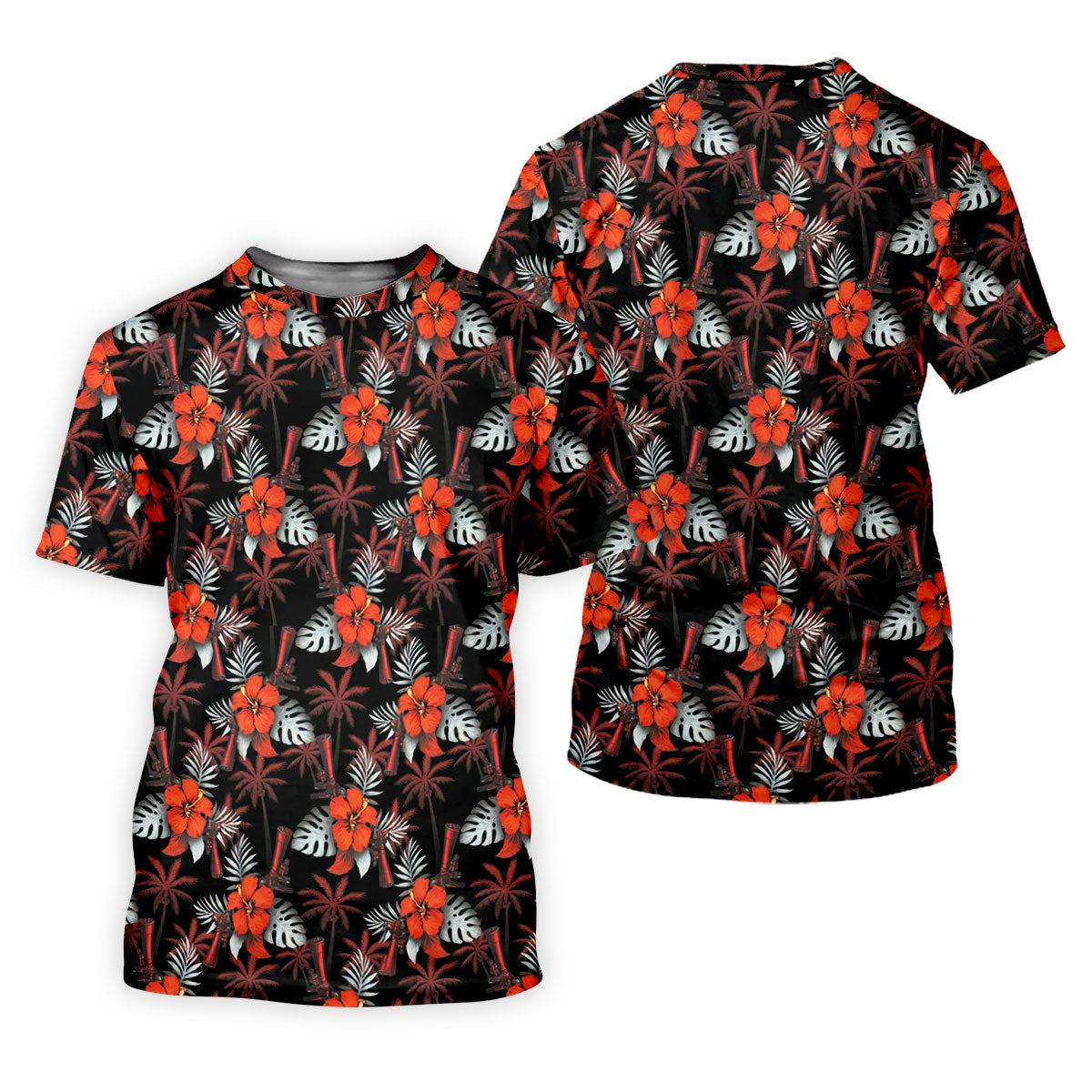 Orange Hibiscus Black Hawaiian Golf Shirt, Summer Vibe Golf Shirt For Women