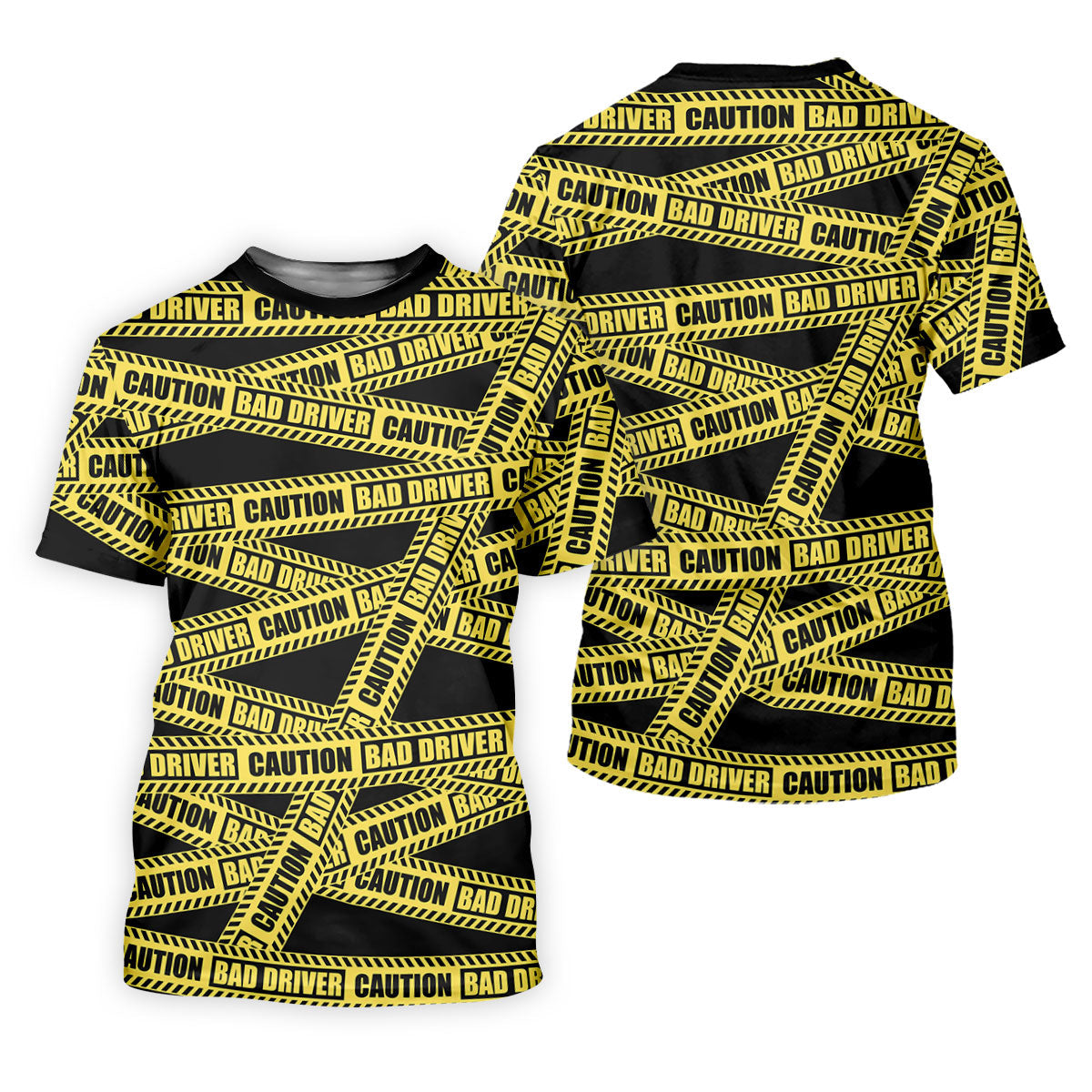 Funny Bad Driver Caution Tape Golf Polo Shirt, Golf Shirts For Men, Printed Golf Shirts