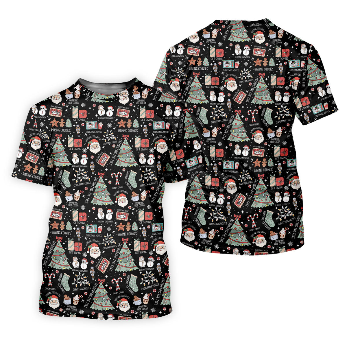 Cute Santa Claus Gift Black Men's Golf Polo Shirts, Christmas Golf Shirt, Polo Shirts For Men