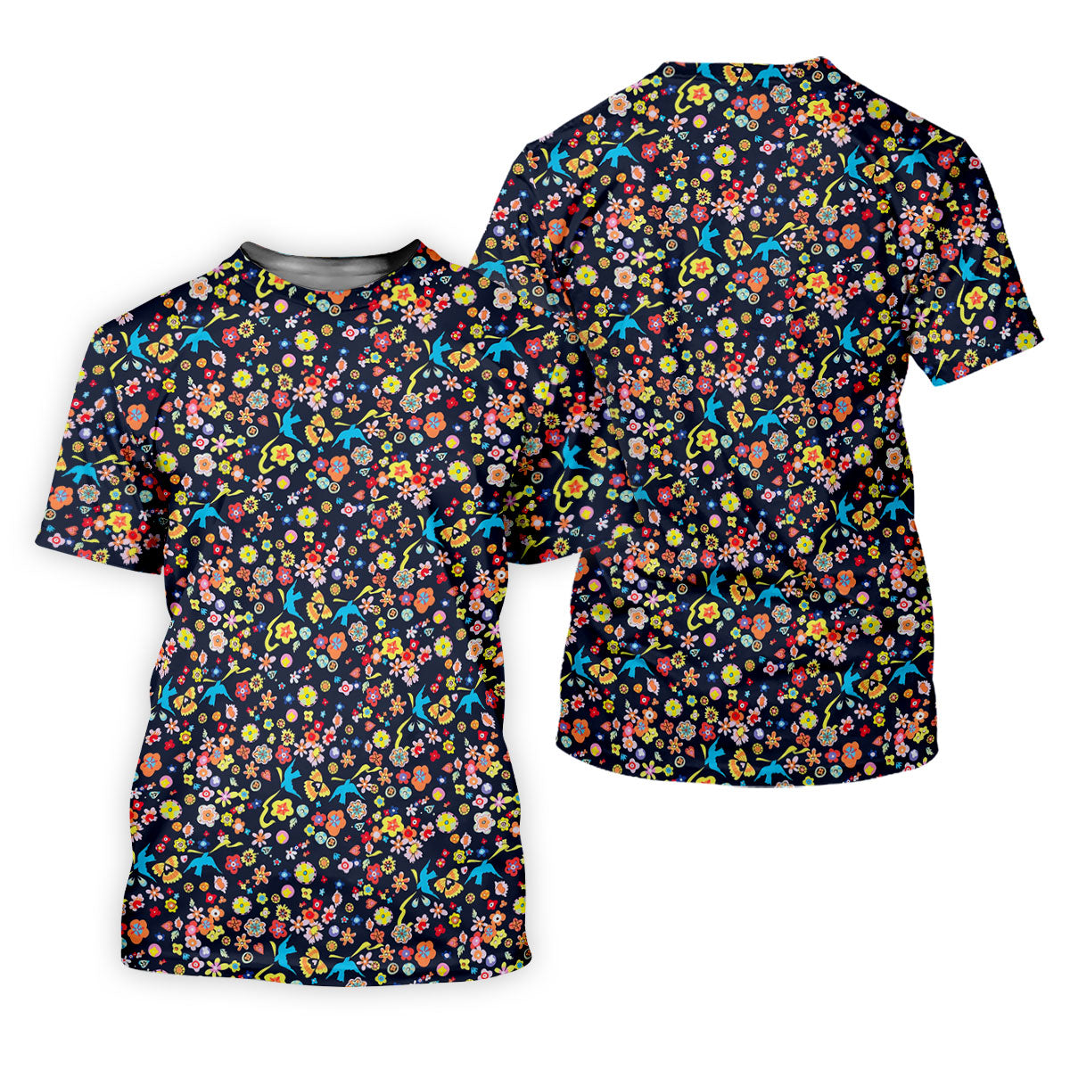 Colorful Floral Bird Garden Golf Shirt, Women’s Golf Polo, Golf Shirts For Women