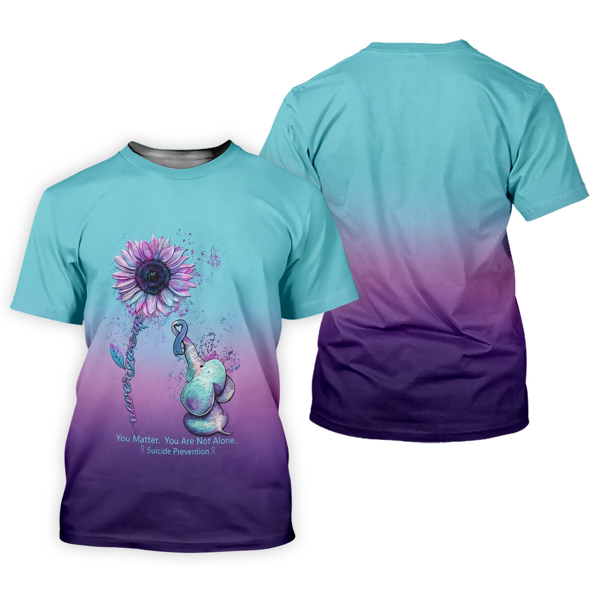 Never Give Up Elephant Sunflower Suicide Prevention Polo Shirts For Men, Men's Golf Shirt