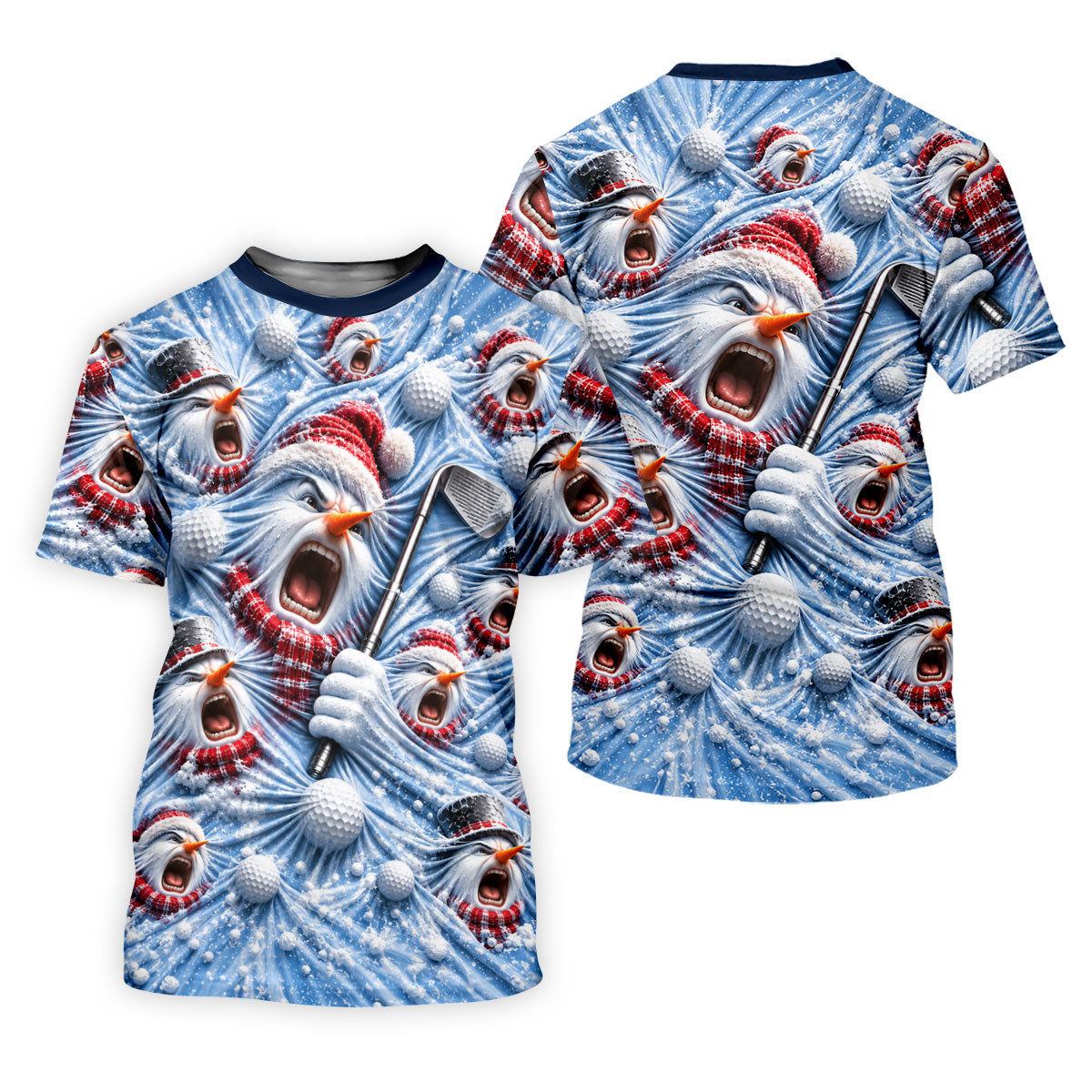 Christmas Screaming Snowman Polo Shirt, Christmas Golf Shirt For Women, Golf Apparel