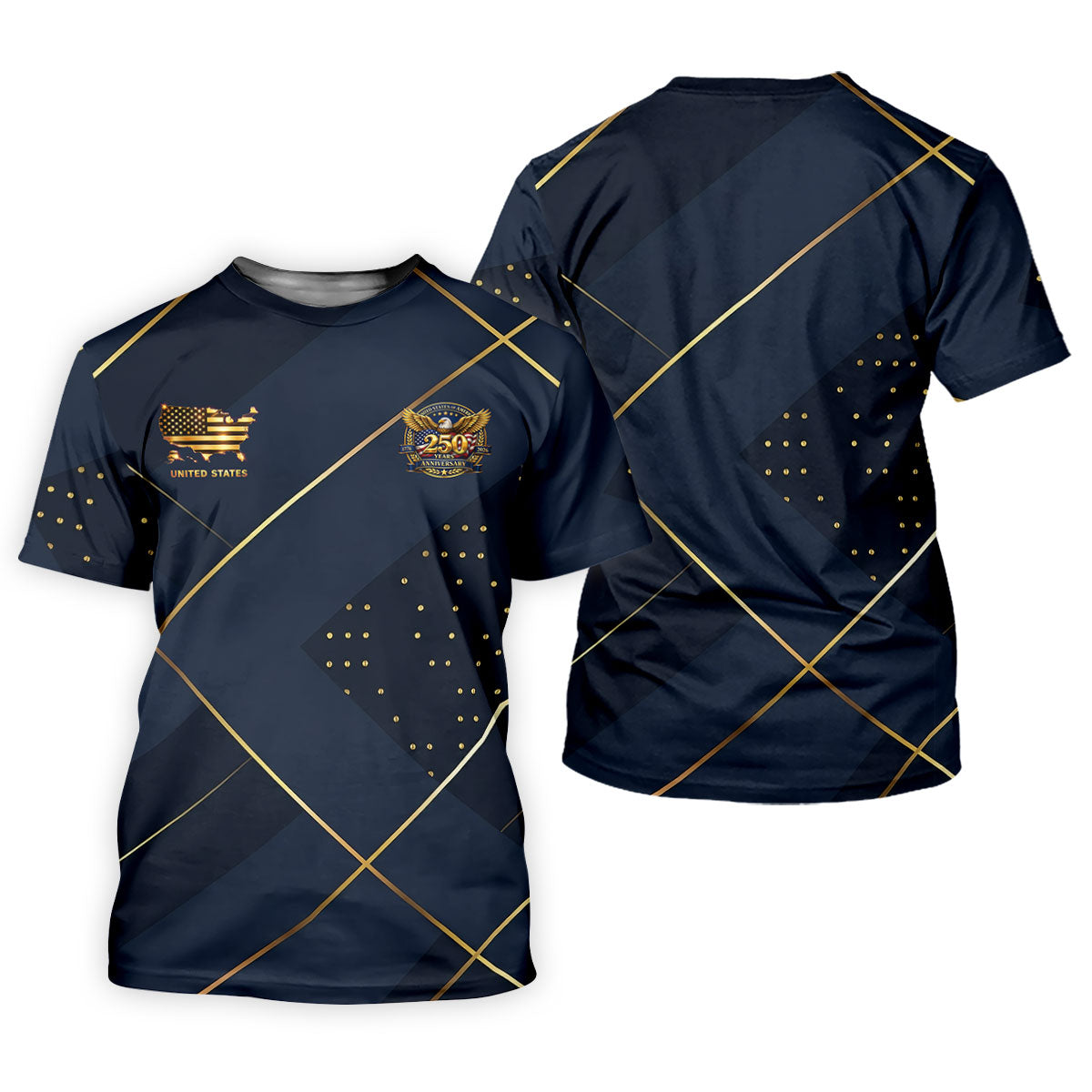 Bald Eagle 250 Years Anniversary Navy Patriotic Golf Shirt, 4th Of July Golf Shirts For Men