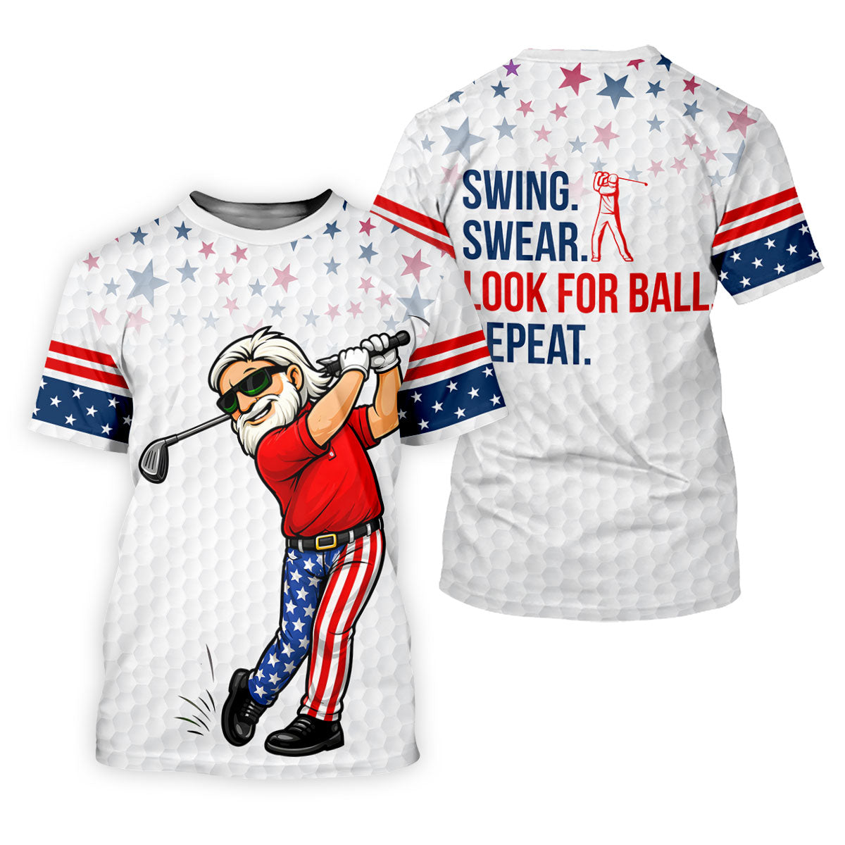 Swing Swear Look For Ball Repeat 250 Years Patriotic 4th Of July Funny Golf Shirt For Women