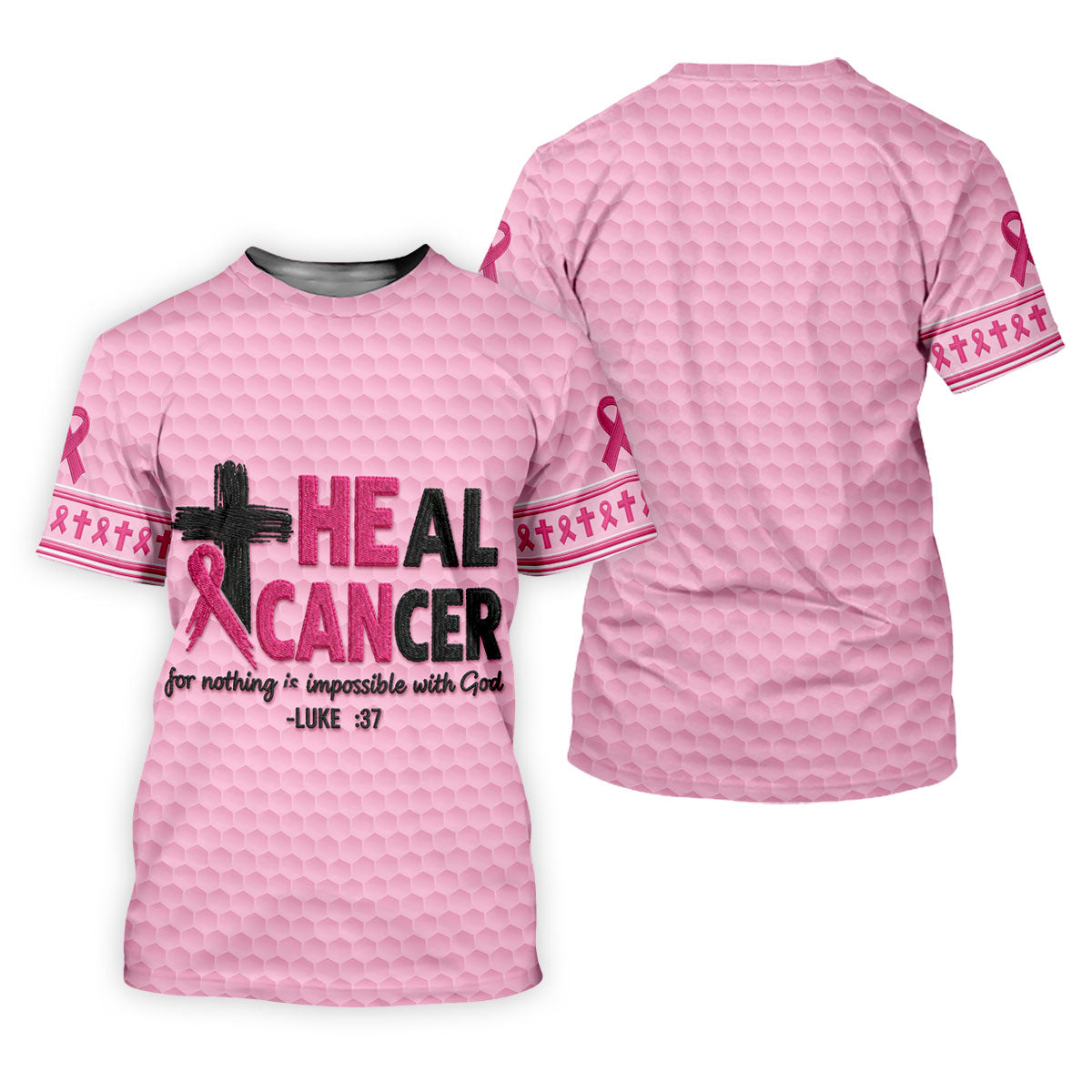 Heal Cancer Faith Pink Breast Cancer Awareness Shirt, Mens Golf Polo, Golf Shirts For Men