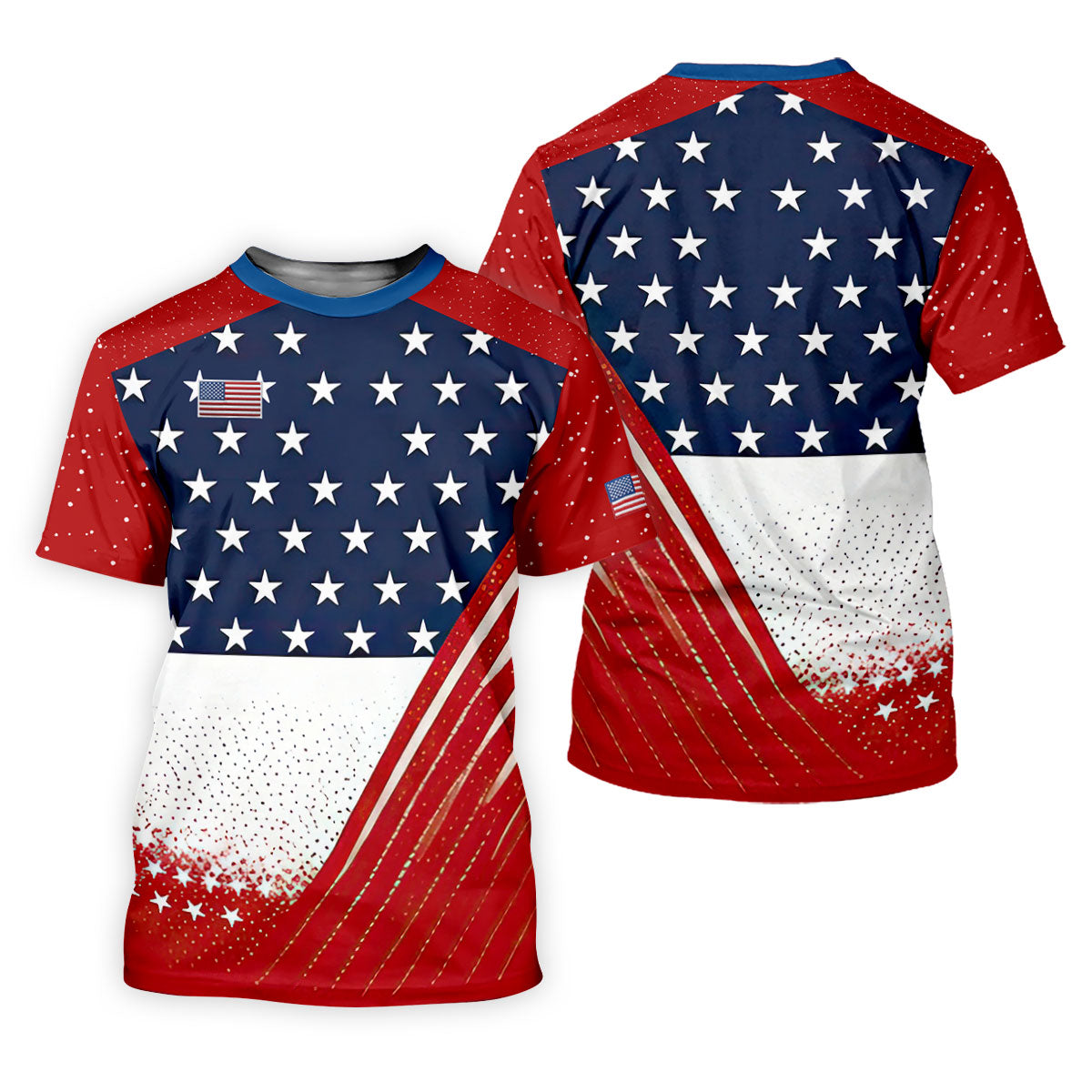 White Star Patriotic 4th Of July American Flag Golf Polo Shirt, Patriotic Golf Shirt, Golf Shirts For Women