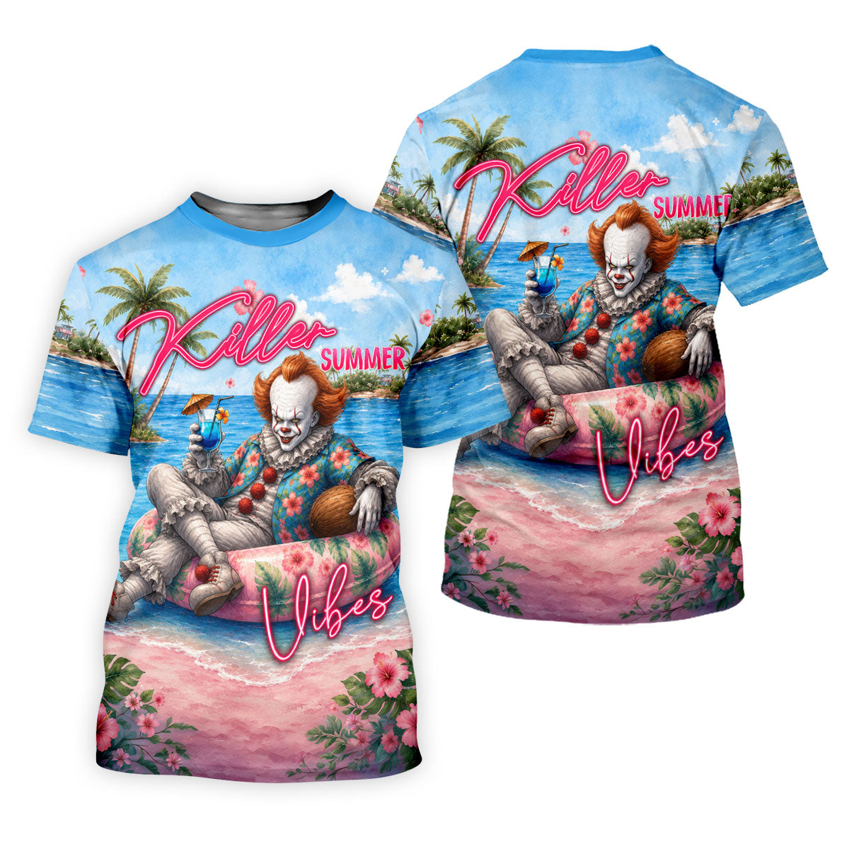 Killer Summer Vibes Scary Clown Golf Polo Shirt, Men's Golf Shirt, Printed Golf Shirts