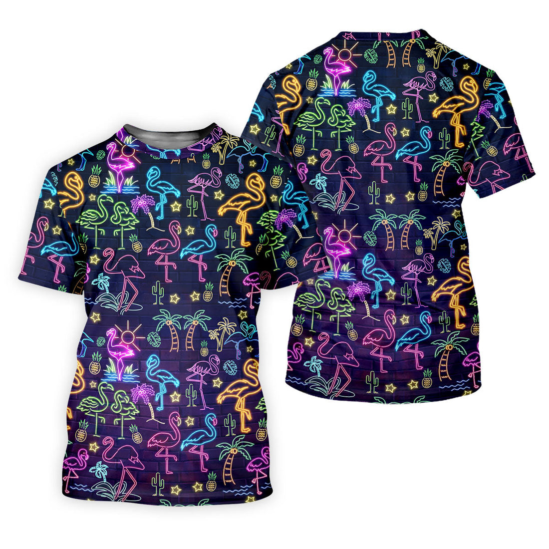 Neon Flamingo Tropical Night Golf Shirt, Women’s Golf Polo, Hawaiian Golf Shirt, Ladies Golf Tops