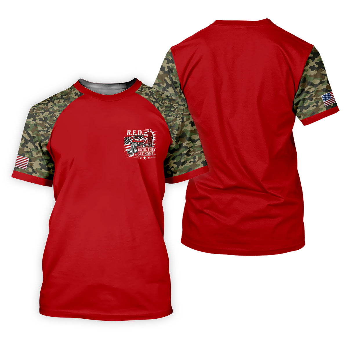 RED Friday Untill They Get Home Red Camo Golf Shirt, Veteran Memorial 250 Years Golf Shirt For Women