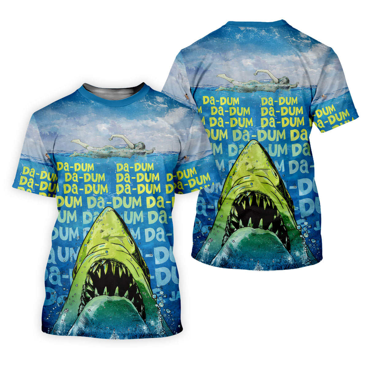 Funny Shark Da Dum Ocean Attack Golf Polo Shirt, Golf Shirts For Men, Printed Golf Shirts