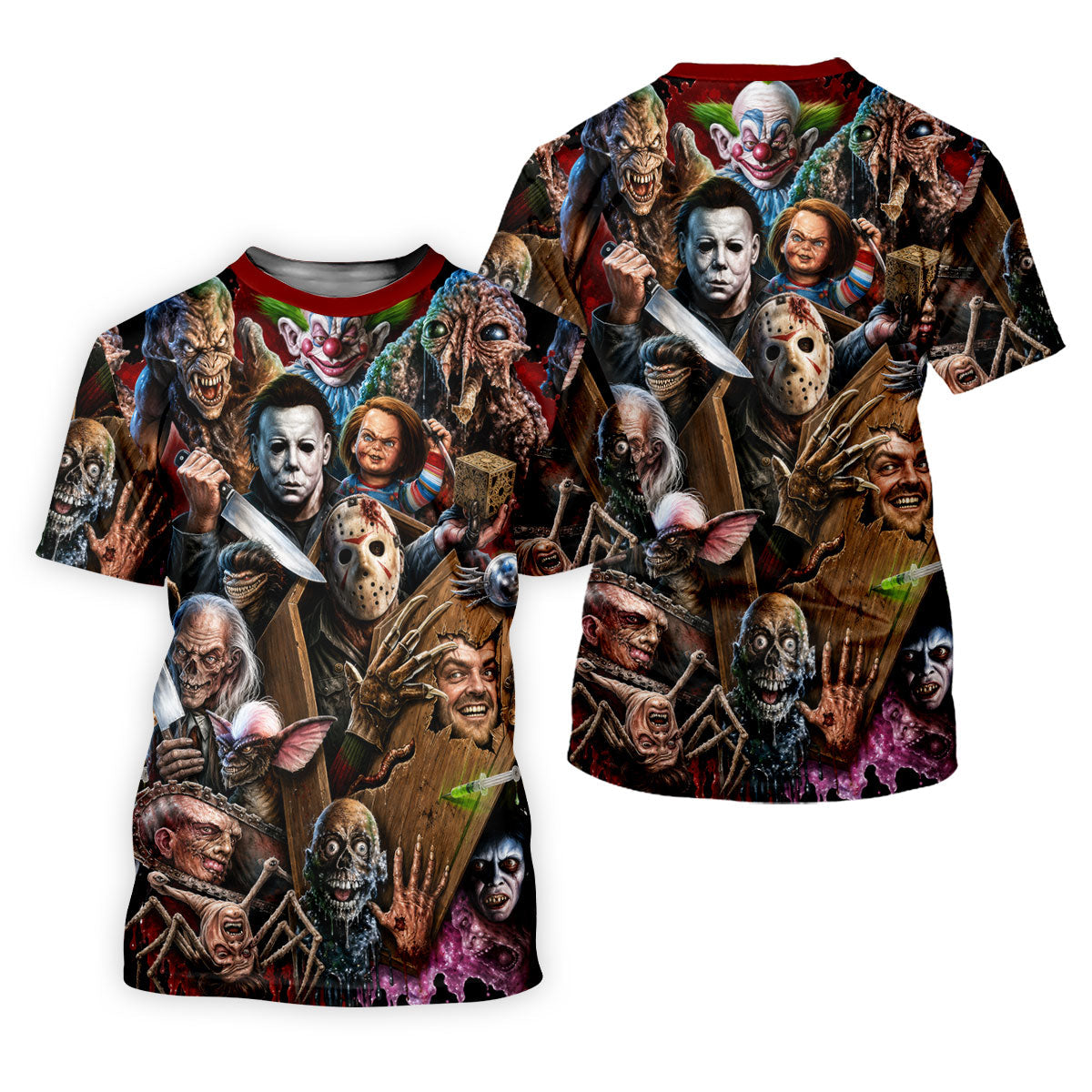 Classic Horror Character Halloween Golf Shirt, Women's Golf Apparel, Printed Golf Shirt