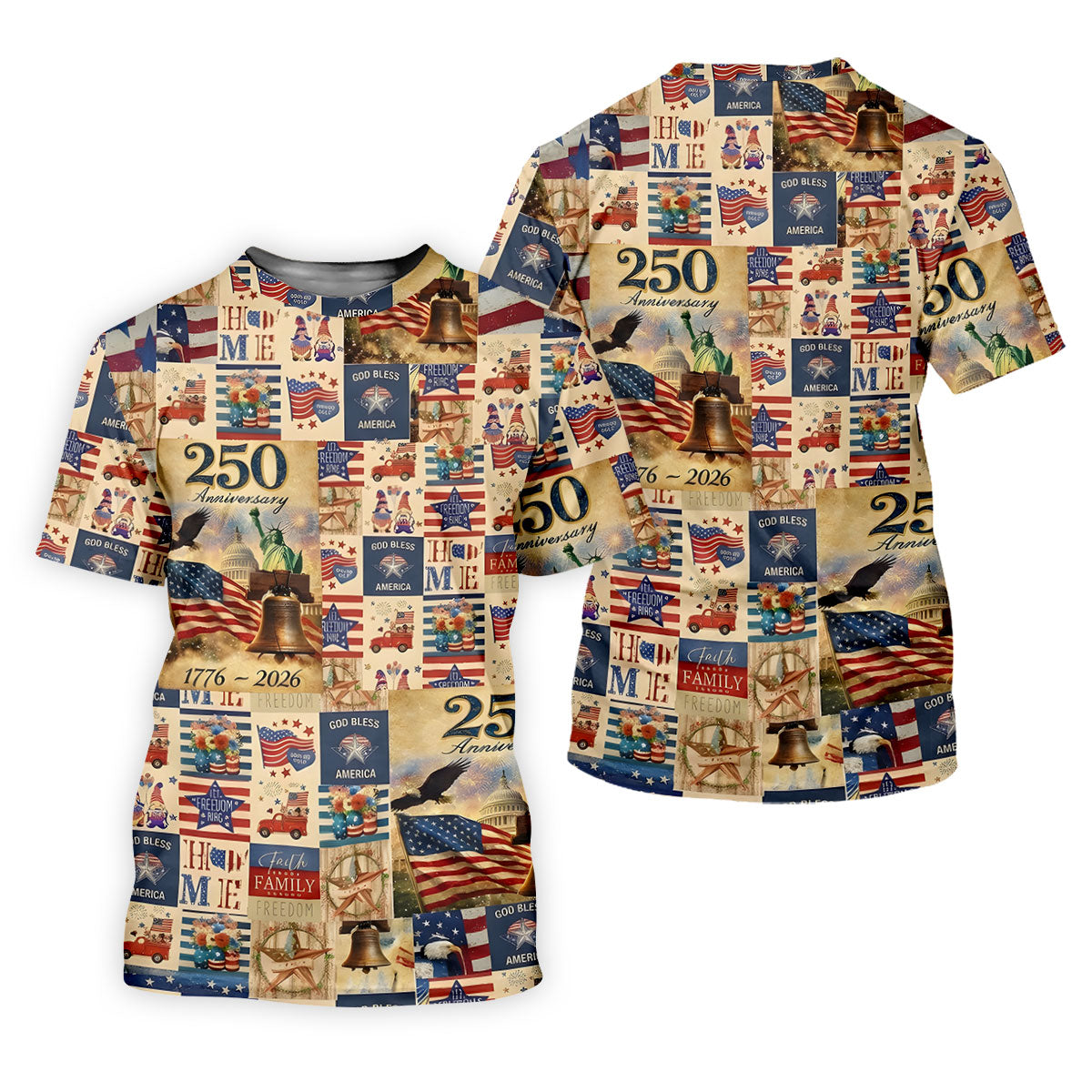 God Bless America Celebrating 250 Retro Golf Shirt, Patriotic 4th Of July Golf Shirts For Men