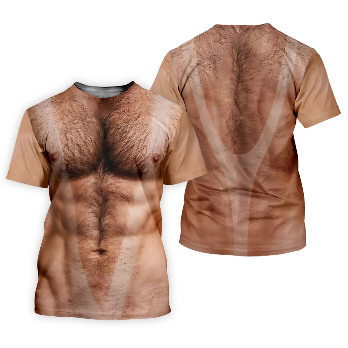 Funny Hairy Man Body Illusion Design Hawaiian Golf Shirt, Golf Shirts For Men, Polo Shirts For Men