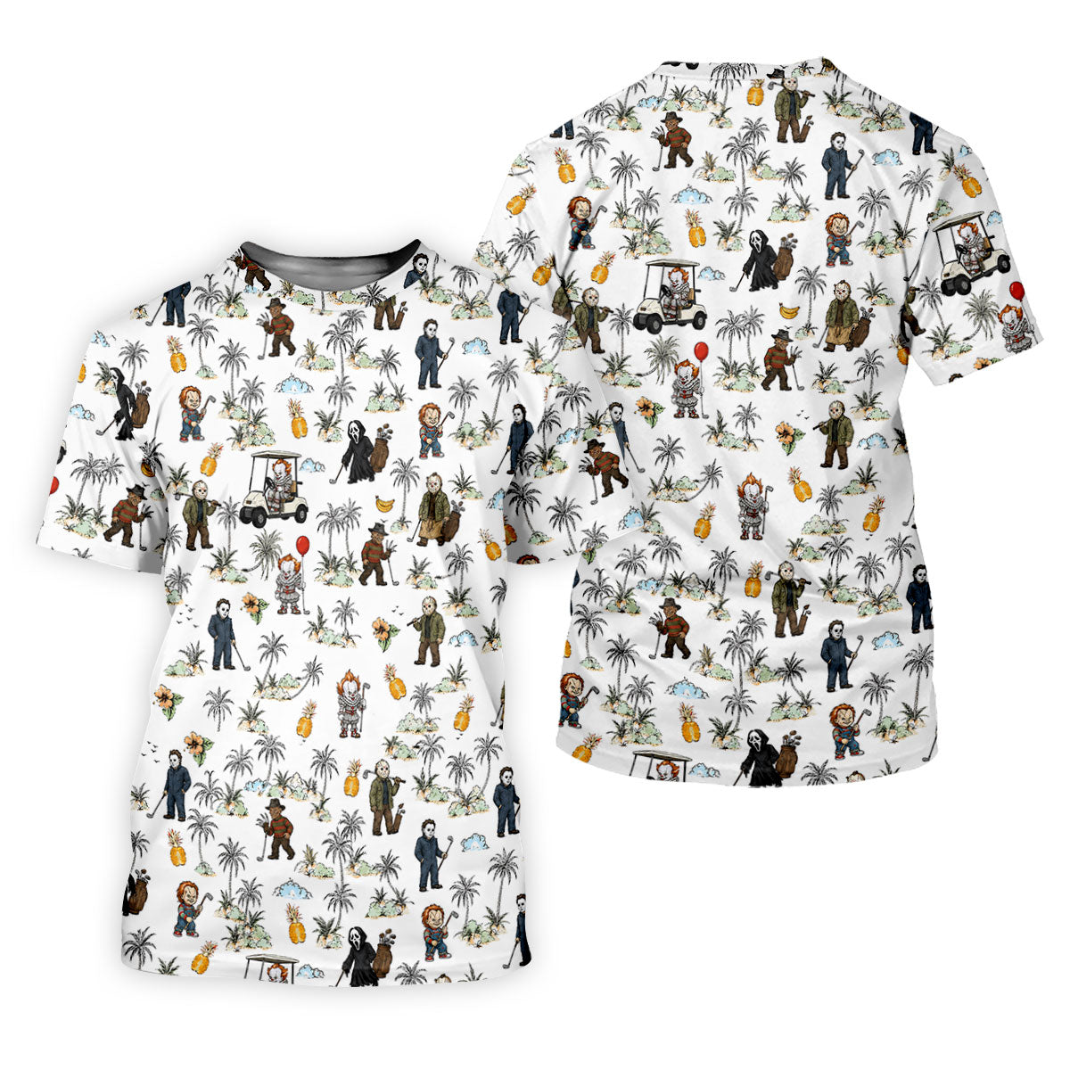 Mini Horror Character Halloween Golf Shirt, Printed Golf Shirts, Golf Polo Shirts For Men