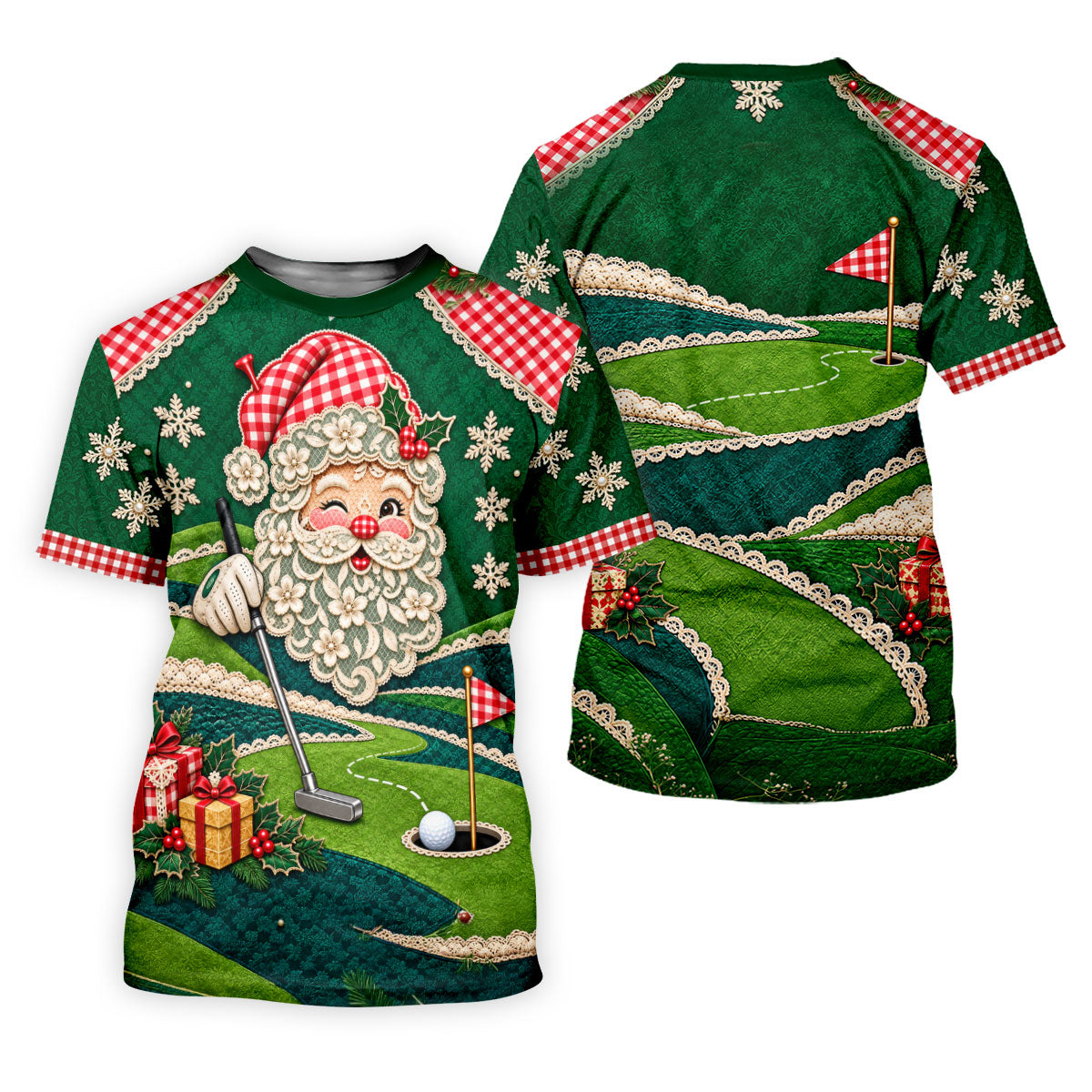 Christmas Winking Santa Polo Shirt, Christmas Golf Shirts, Golf Apparel For Women