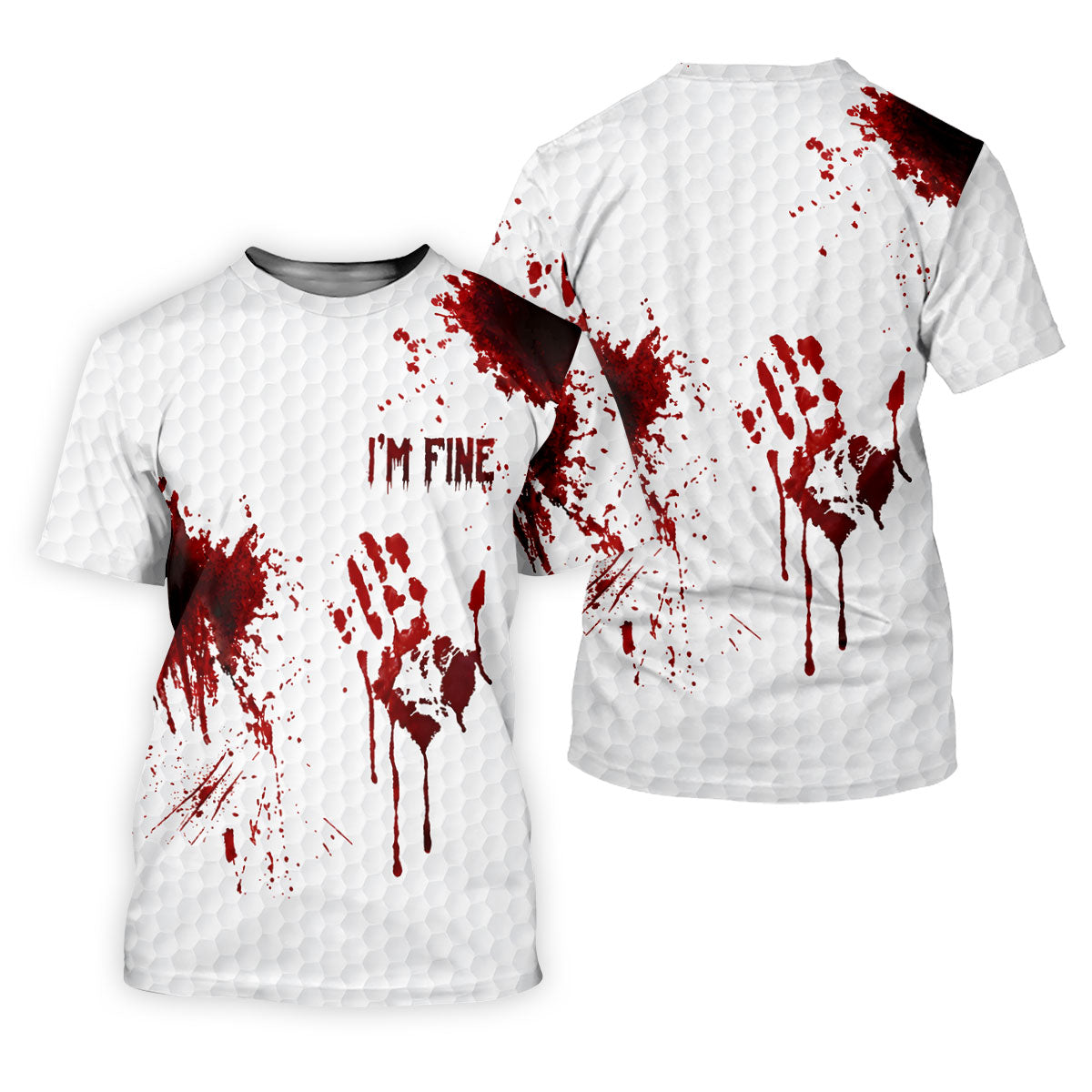 I'm Fine Bloody Halloween Golf Polo Shirt, Golf Polo Shirts For Men, Printed Golf Shirts