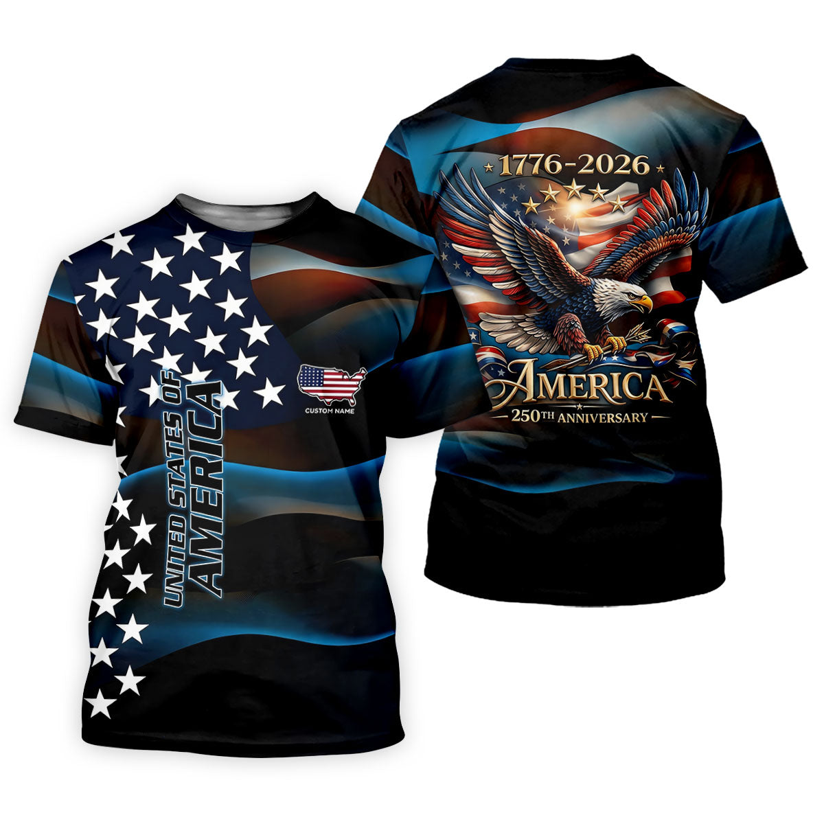 Red White Blue Bald Eagle Patriotic Golf Shirt, America 250th Anniversary Golf Shirt For Women