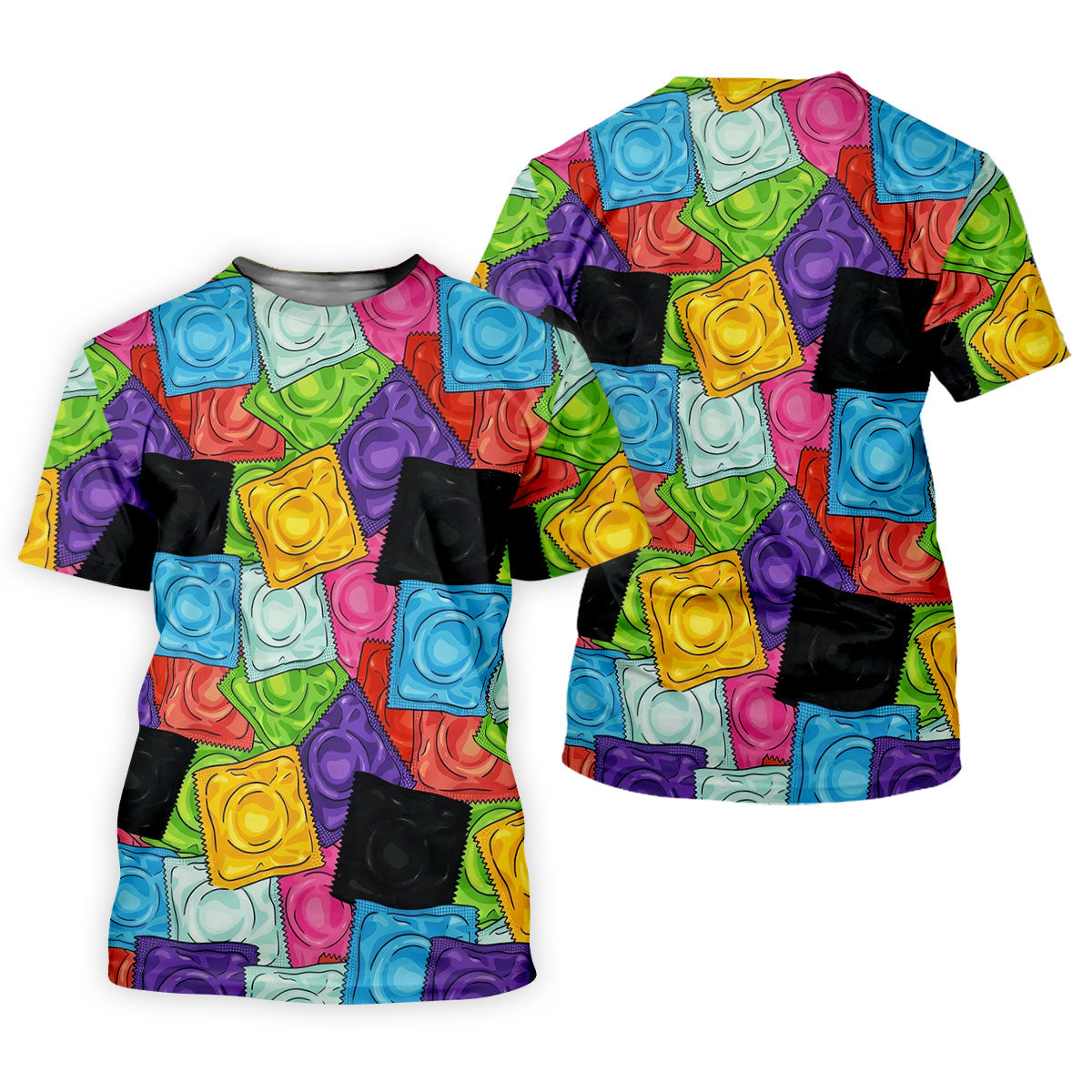 Funny Condom Wrapper Pattern Golf Polo Shirt, Women's Golf Apparel, Printed Golf Shirt