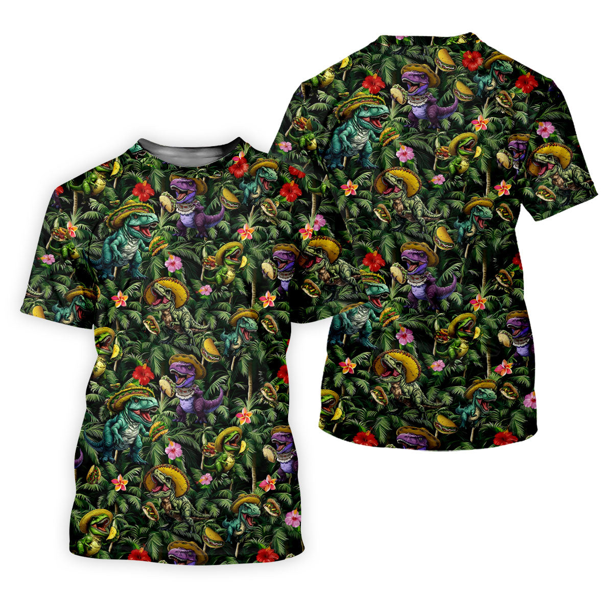 Hawaiian Dinosaur Sombreros Tacos Cinco De Mayo Celebration Fiesta Themed Golf Shirt For Women