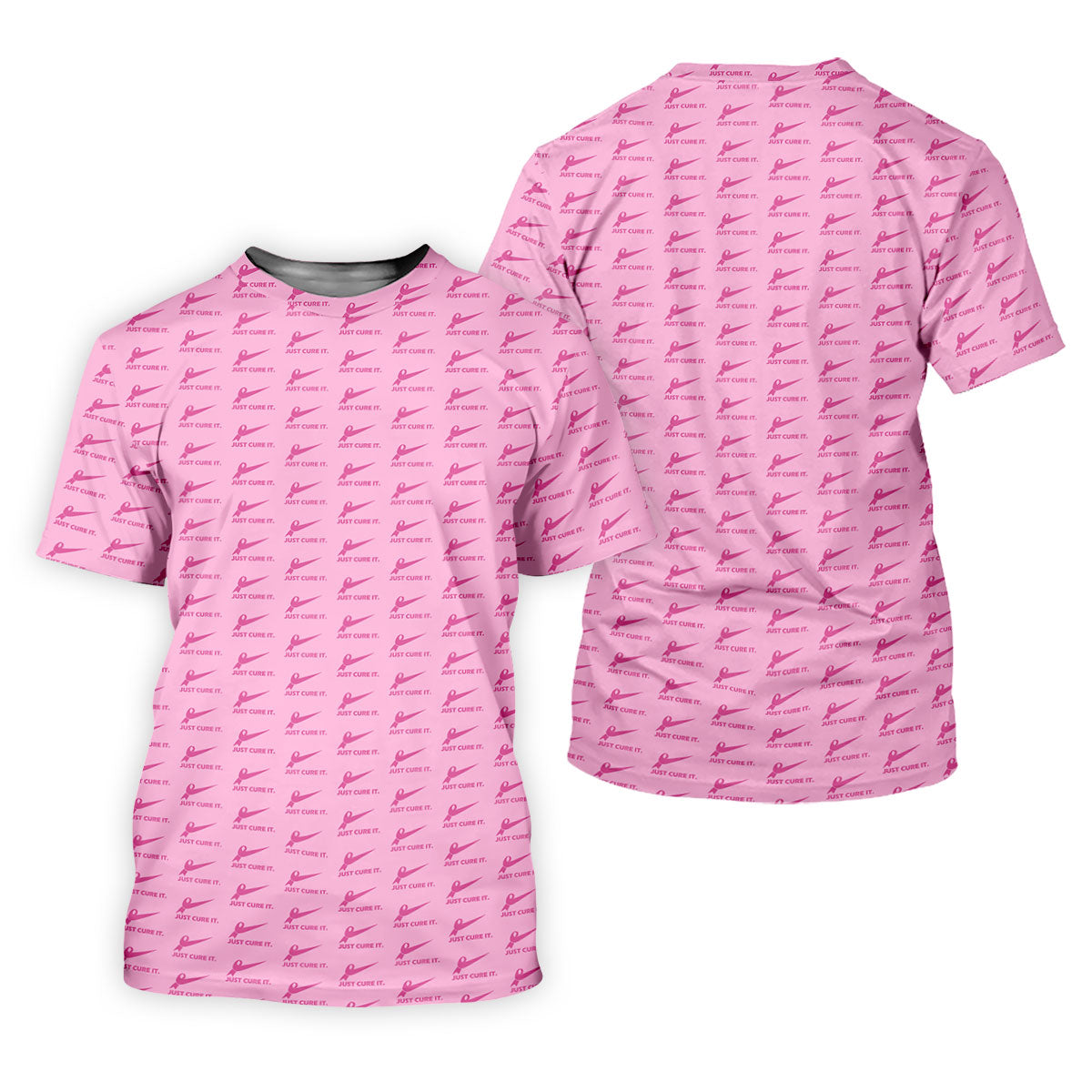 Just Cure It Pink Ribbon Breast Cancer Golf Shirt, Mens Golf Polo, Printed Golf Shirts