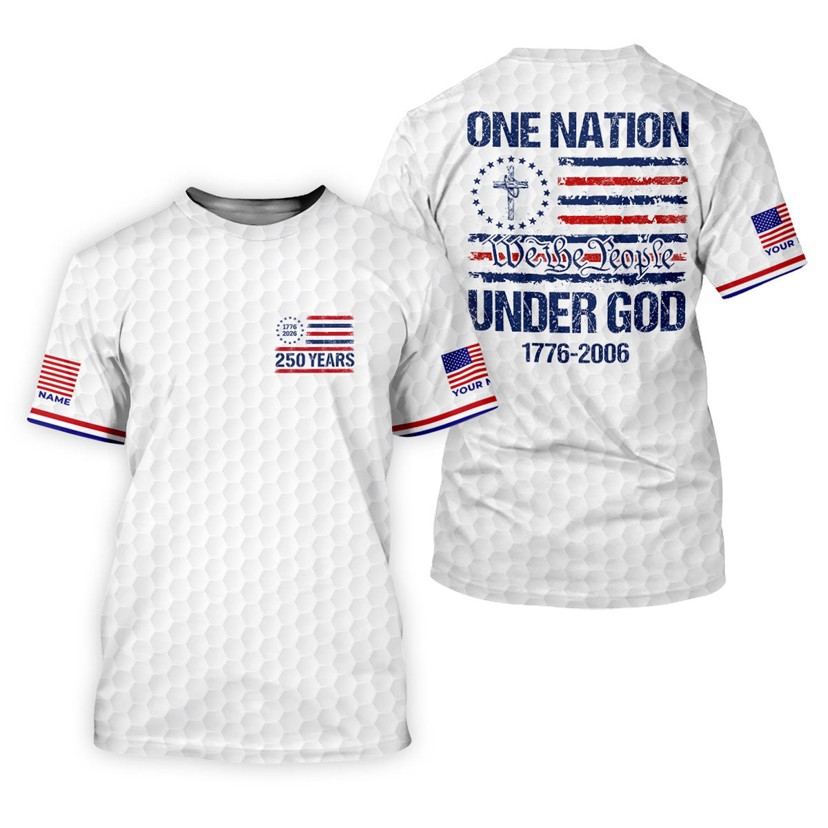 One Nation Under God We The People White Golf Shirt, 250 Years 4th Of July Golf Shirt For Women