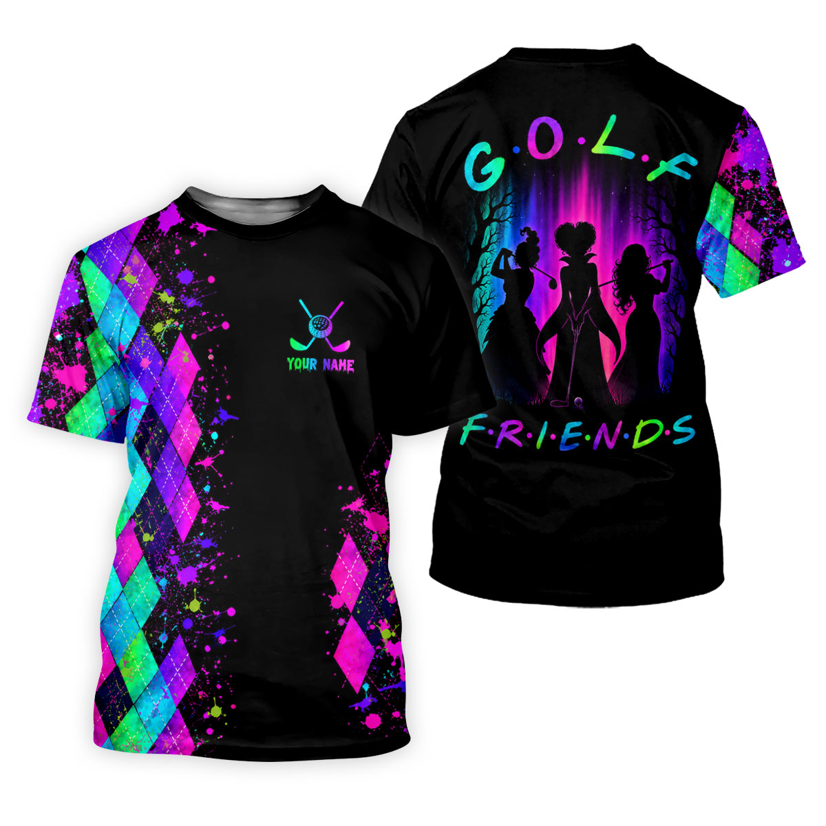 Custom Name Golf Friends Halloween Golf Polo Shirt, Horror Character, Golf Shirts For Women
