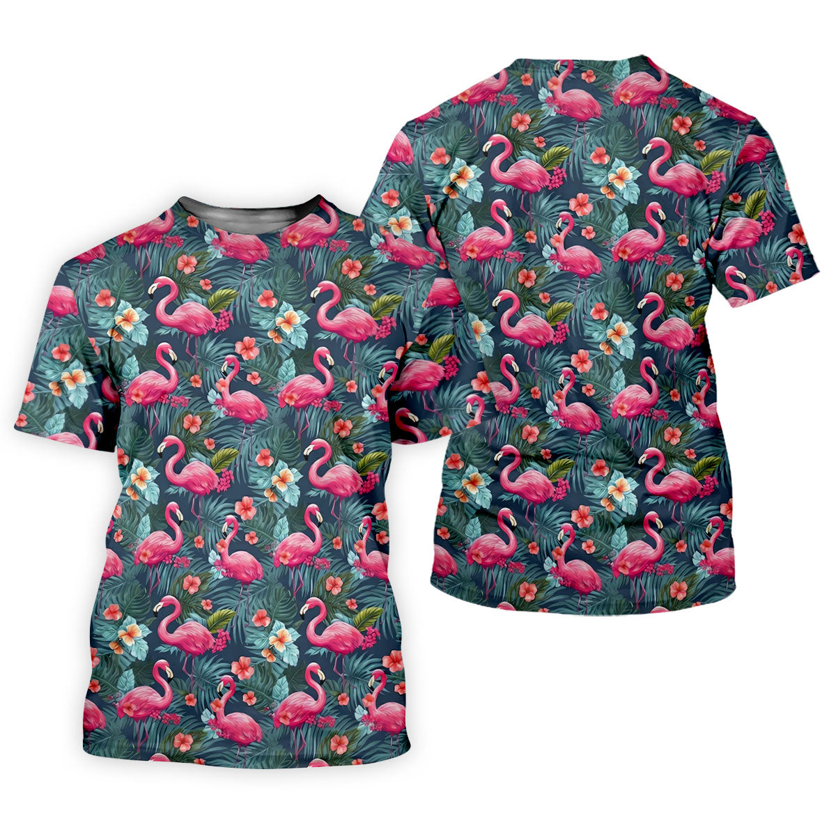 Pink Flamingo Tropical Floral Golf Polo Shirt, Hawaiian Golf Shirt, Golf Shirts For Men