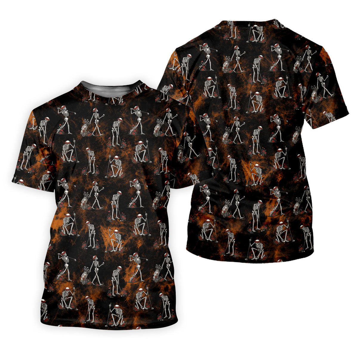 Skeleton Golfer Floral Halloween Polo Shirt, Hawaiian Golf Shirt, Mens Golf Shirts