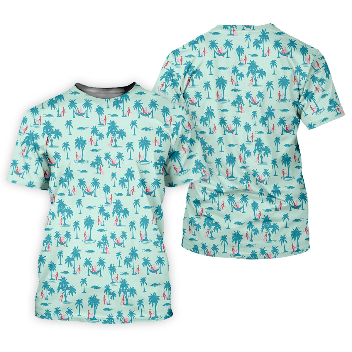 Funny Tropical Couple Beach Pattern Women's Golf Tops, Golf Tops For Women, Women’s Golf Apparel