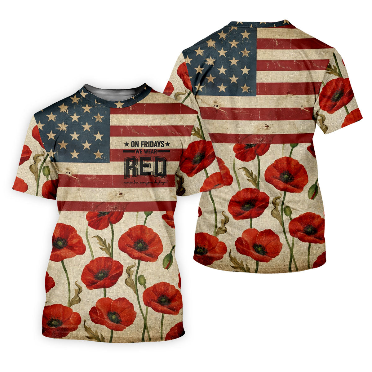 On Fridays We Wear RED Poppies US Flag Golf Shirts, 250 Years Patriotic Golf Shirt For Women