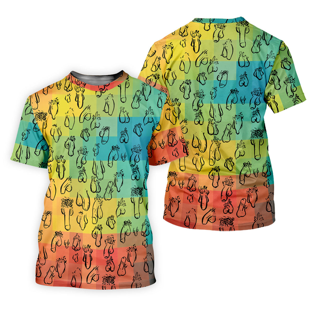 Funny Penis Doodle Color Block Golf Polo Shirt, Men's Golf Polo, Printed Golf Shirts
