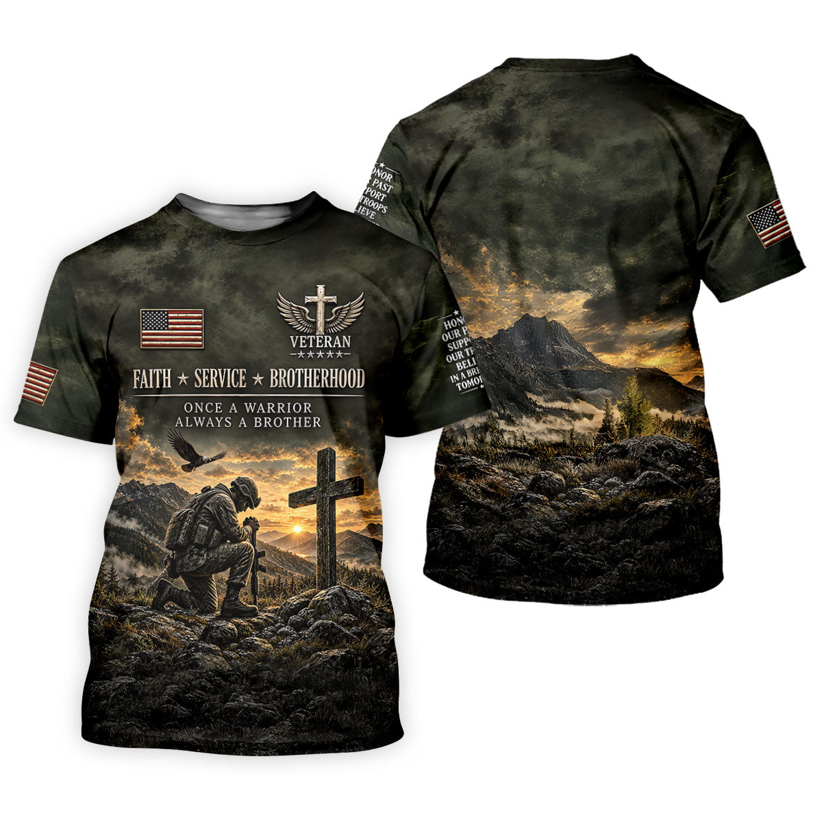 Veterans Day Praying Soldier Cross Polo Shirt, Polo Shirts For Men, Mens Golf Shirts