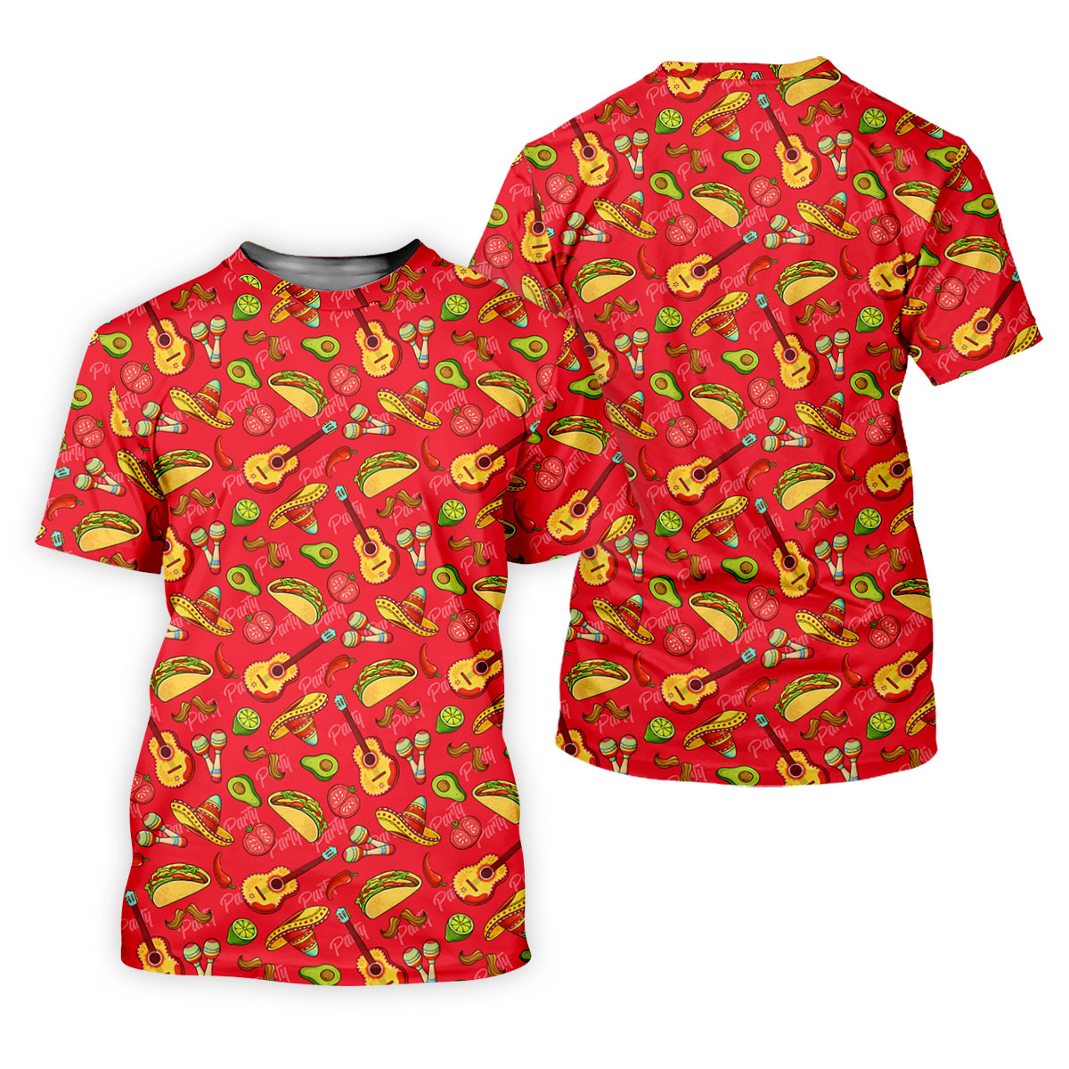 Mexican Party Seamless Pattern Red Golf Tops For Men, Cinco De Mayo Celebration Golf Shirts For Men