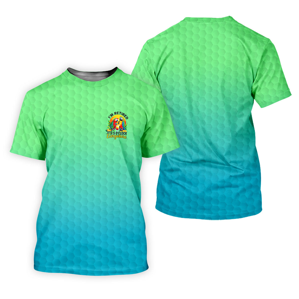 Tropical Retired Parrot Cocktail Golf Polo Shirt, Ladies Golf Shirts, Women's Golf Apparel