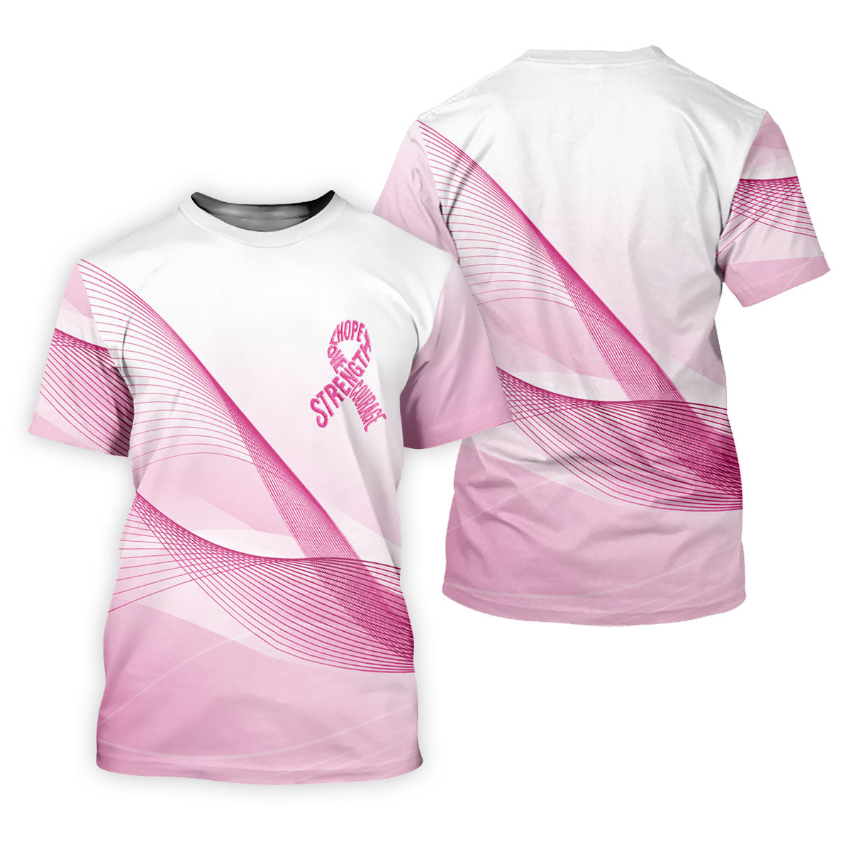 Hope Strength Courage Breast Cancer Polo Shirt, Golf Tops For Women, Printed Golf Shirt