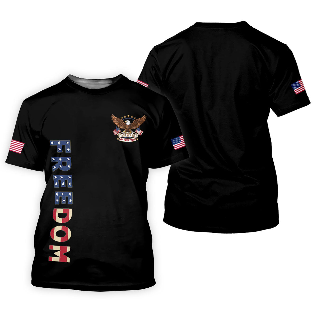 250 Years Of Freedom US Flag Logo Black Golf Shirt, Patriotic 4th Of July Golf Shirt For Women