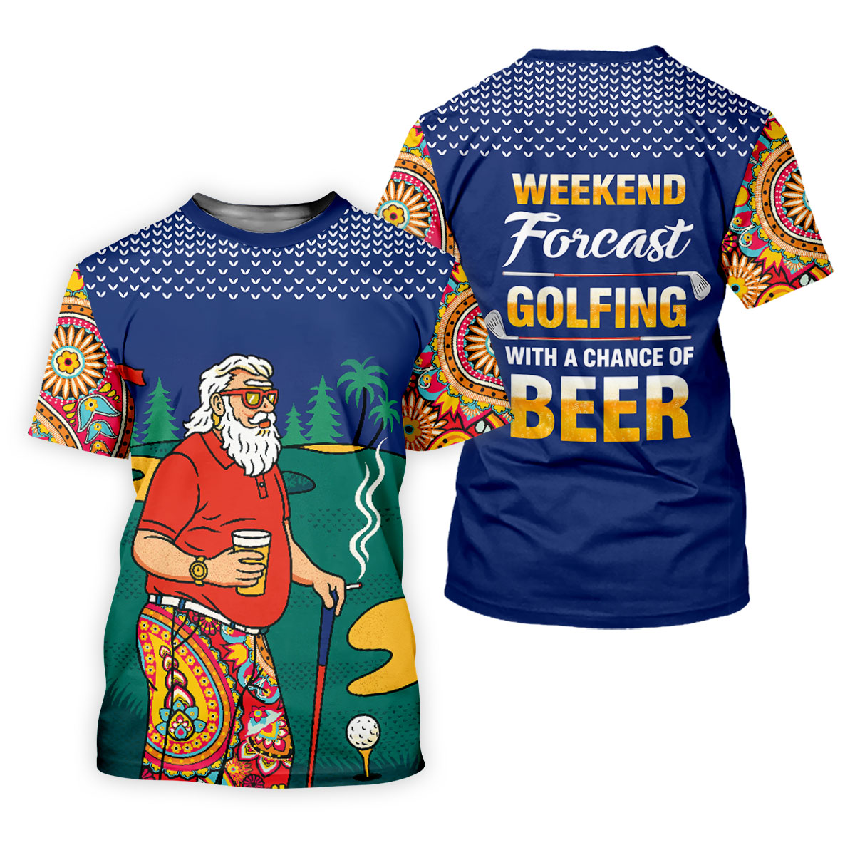 Funny Bearded Golfer Beer Lover Hawaiian Golf Shirt, Hawaiian Golf Shirt, Printed Golf Shirts