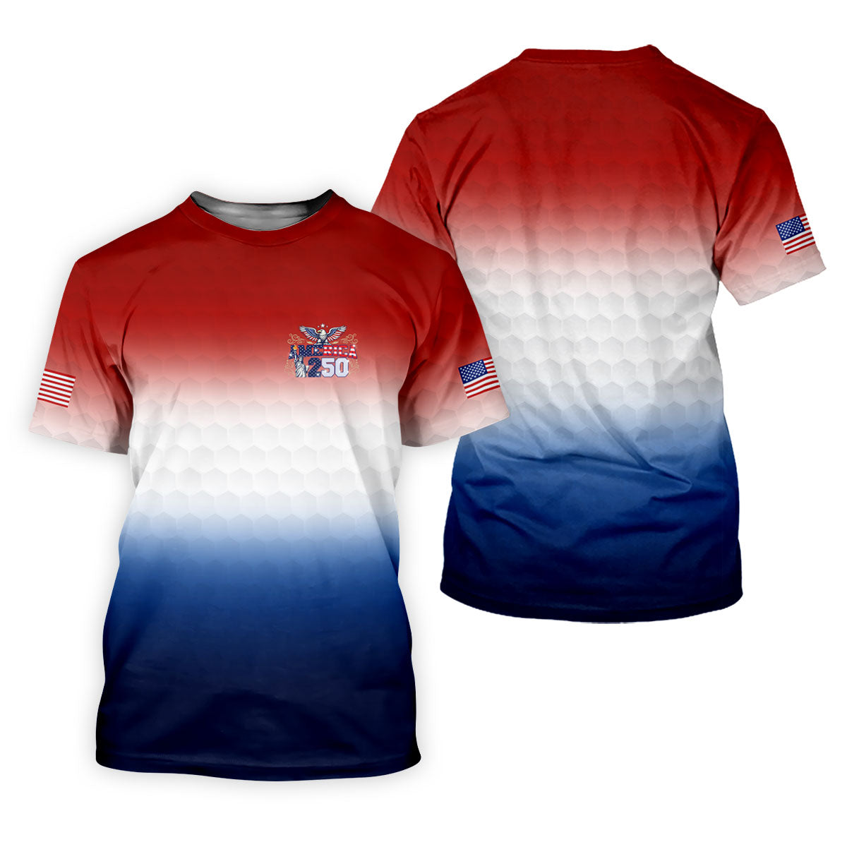 America 250 Red White Blue Golf Ball Pattern US Flag Golf Shirt, Patriotic 4th Of July Golf Shirt For Women