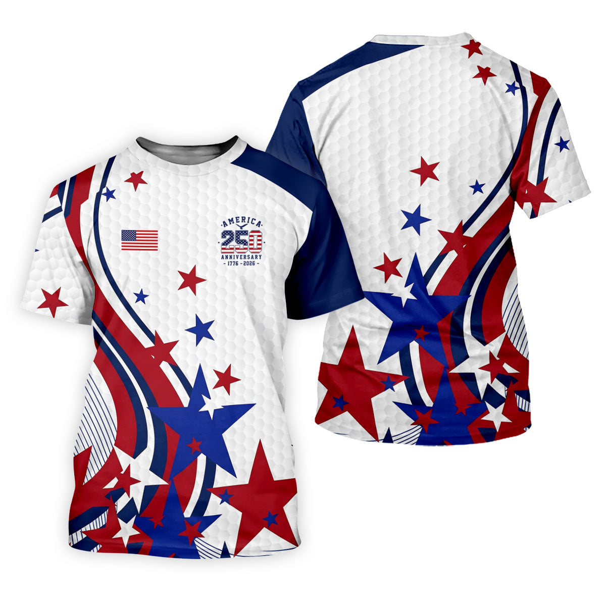 Red White Blue Stars And Stripes Patriotic 4th Of July Golf Shirt, 250 Years Golf Shirt For Women
