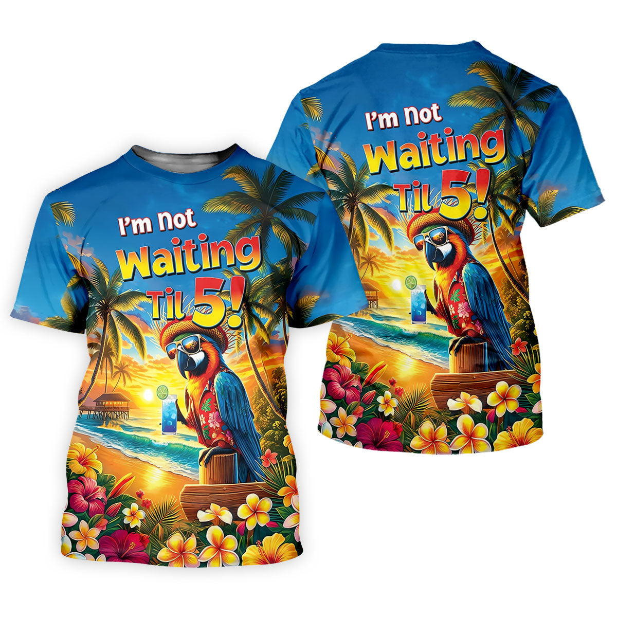 I'm Not Waiting Til 5 Funny Parrot Hawaiian Golf Shirt, Women's Golf Tops, Ladies Golf Shirts