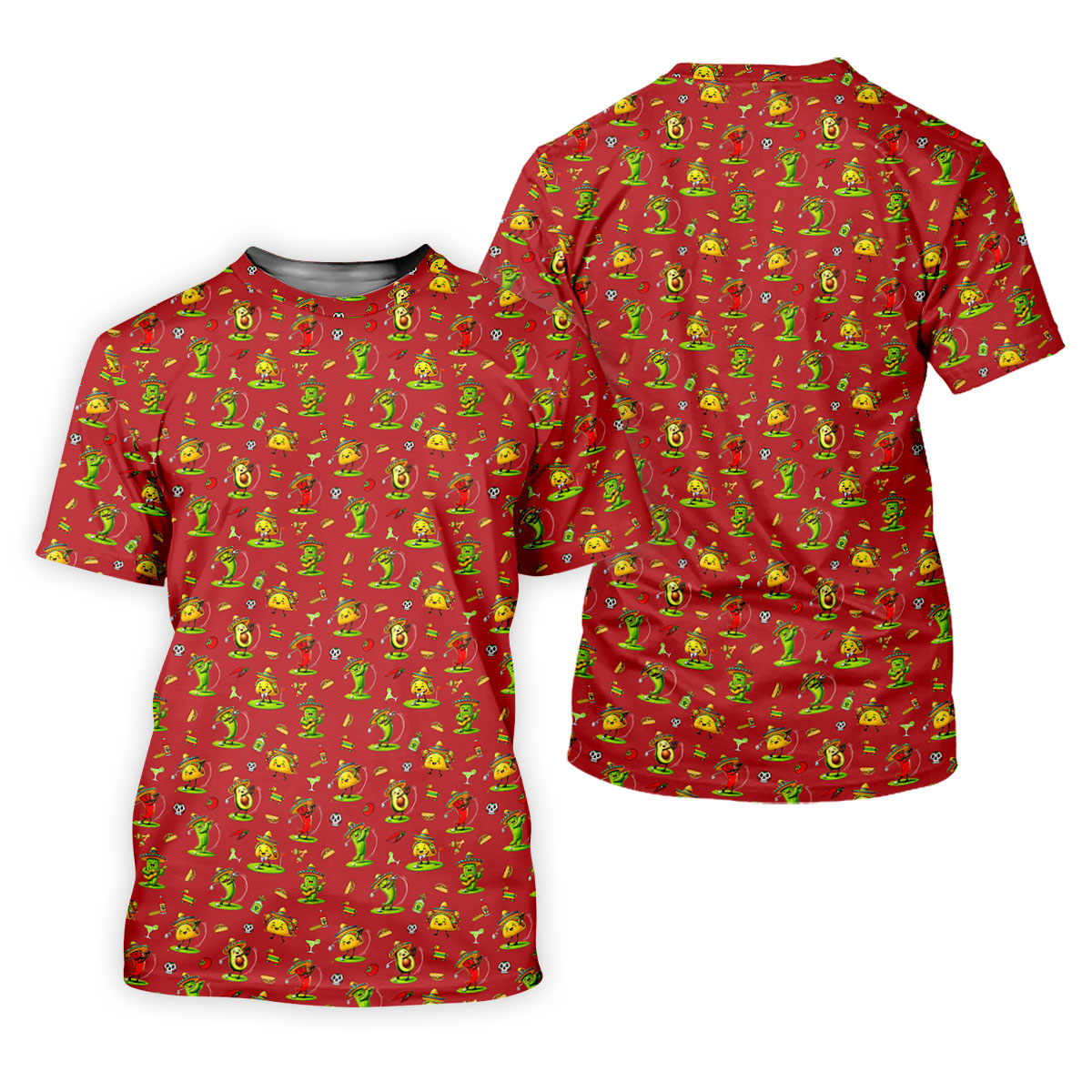 Mexican Cartoon Food Characters Cinco De Mayo Celebration Fiesta Themed Red Golf Shirt For Women