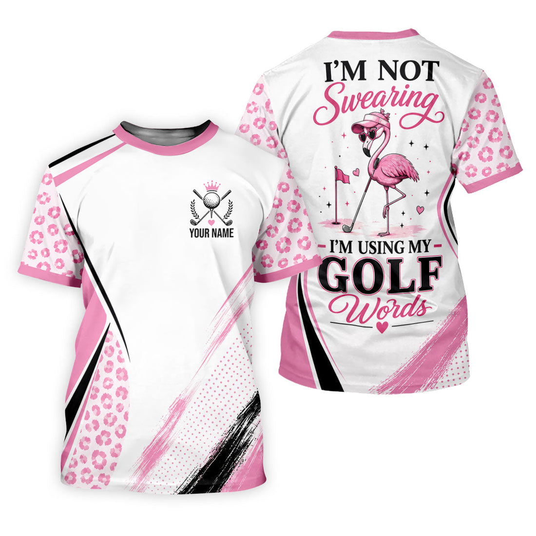 Personalized Pink Golf Crest Polo Shirt, Women’s Golf Polo, Ladies Golf Tops