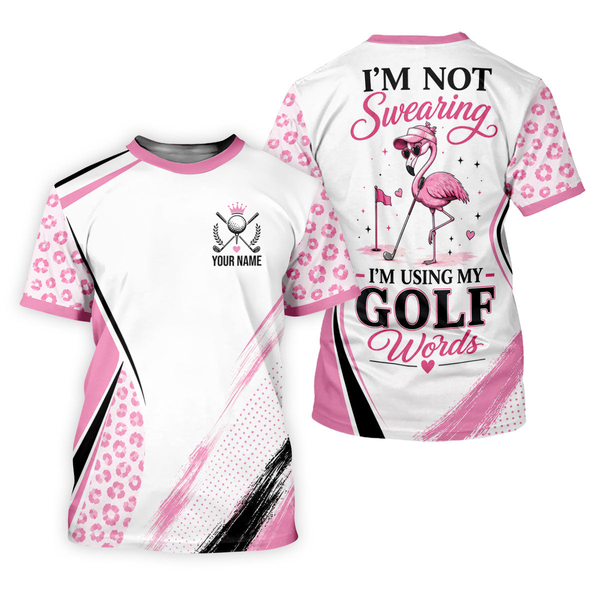 Personalized Pink Golf Crest Polo Shirt, Women’s Golf Polo, Ladies Golf Tops