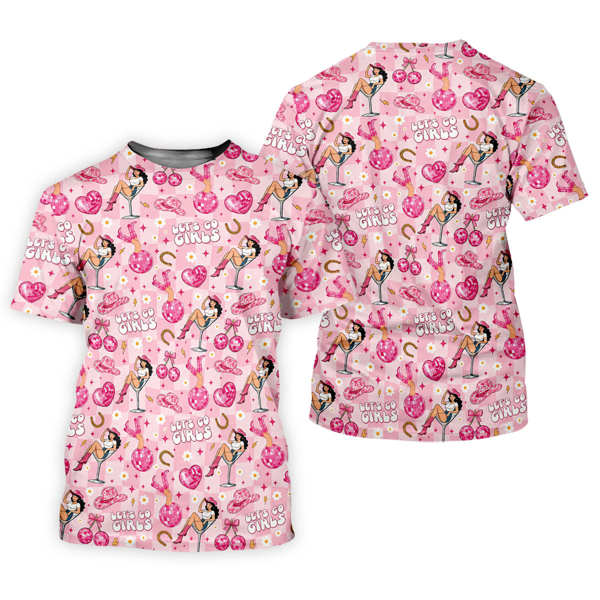 Let's Go Girls Pink Cowgirl Golf Polo Shirt, Mens Golf Shirts, Hawaiian Golf Shirt