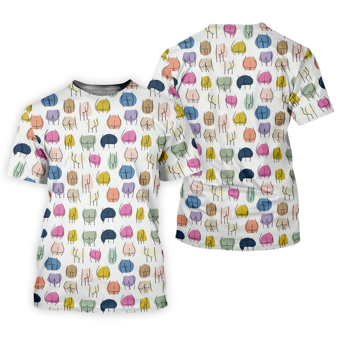 Funny Colorful Butt Pattern Golf Polo Shirt, Golf Shirts For Women, Women's Golf Apparel