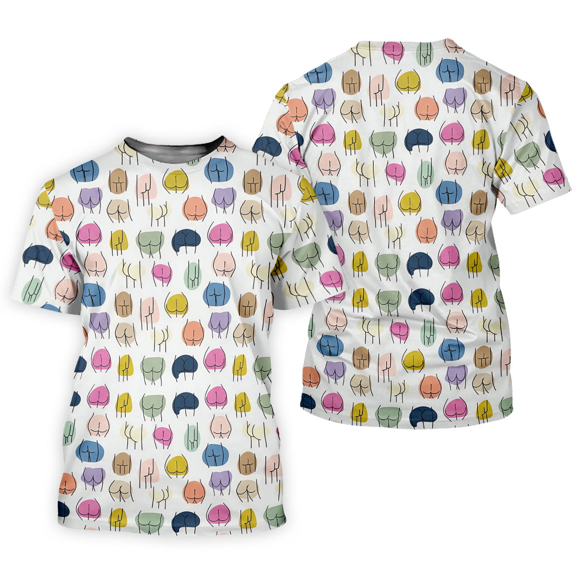 Funny Colorful Butt Pattern Golf Polo Shirt, Golf Shirts For Women, Women's Golf Apparel