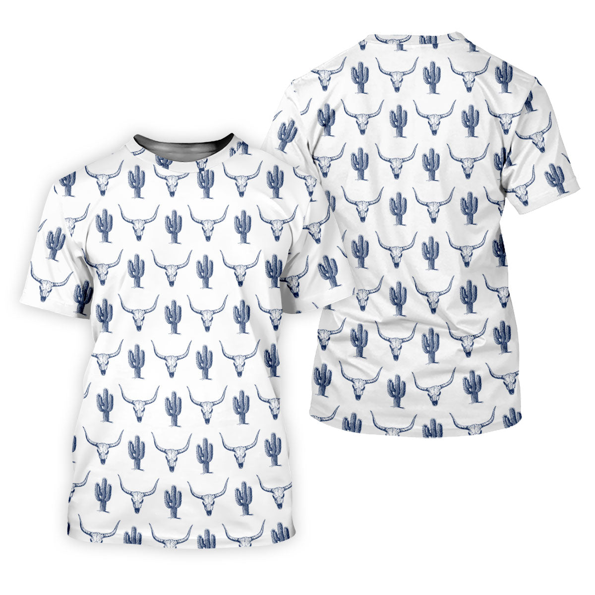 Western Longhorn And Cactus Pattern Golf Shirt, Women's Golf Shirt, Hawaiian Golf Shirt, Golf Polo For Women